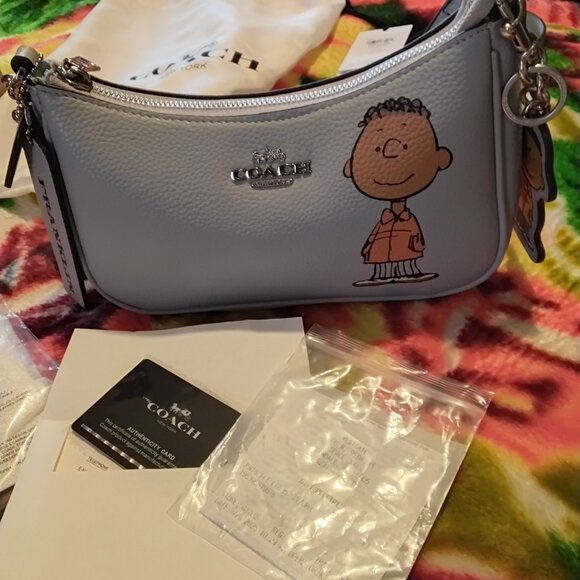 Coach X Peanuts Teri Shoulder Bag W/ Franklin Charm - Picture 11 of 15